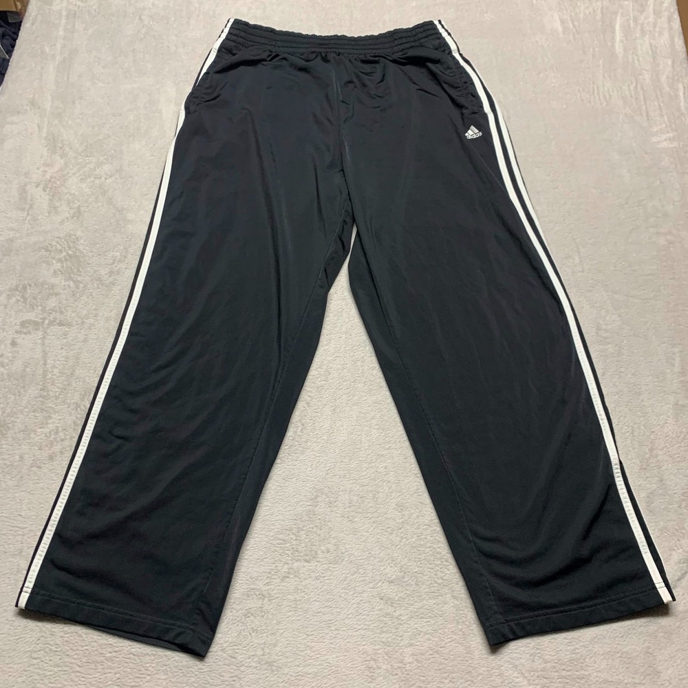 Vintage Y2K Black Adidas 3 Stripe Snap Tear-Away Track Pants Men's L Wide Leg